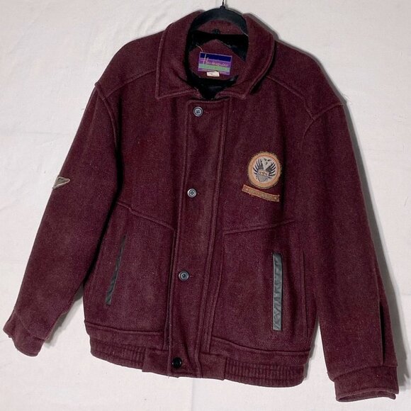 Vintage Hemingway Collection Burgundy Wool Bomber M - Picture 15 of 15